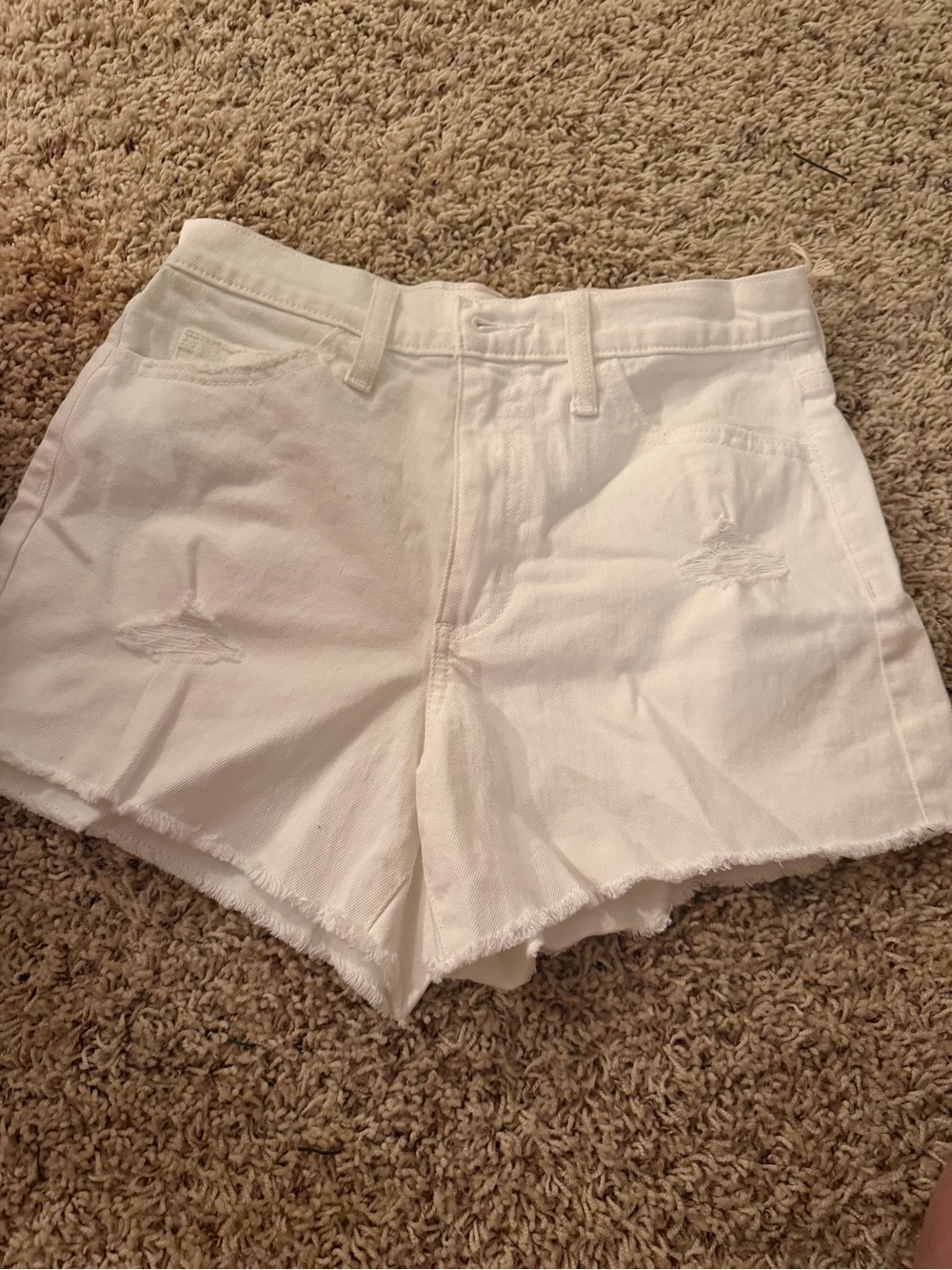 Universal Thread White Distressed High-Rise Denim Shorts